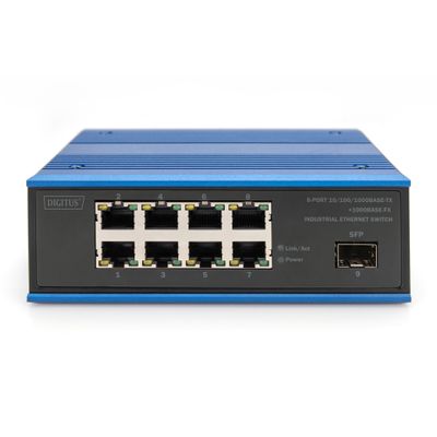 DIGITUS Industrial Ethernet Switch - 9 Ports - 8x Base-Tx (10/100/1000) - 1x Base-Sx (1000) SFP - PoE_thumb