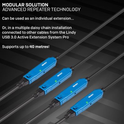 Lindy 43362 USB Kabel USB 3.2 Gen 1 (3.1 Gen 1) 30 m USB A 5 Gbit/s Schwarz, Blau_6