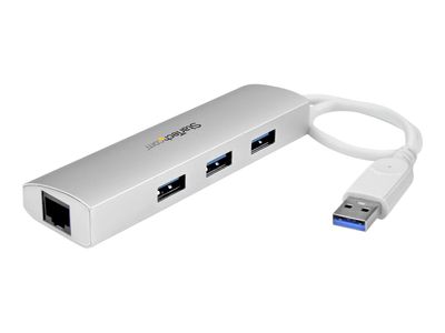 StarTech.com 3-Port USB 3.0 Hub with Gigabit Ethernet - Up to 5Gbps - Portable USB Port Expander with Built-in Cable (ST3300G3UA) - hub - 3 ports_5