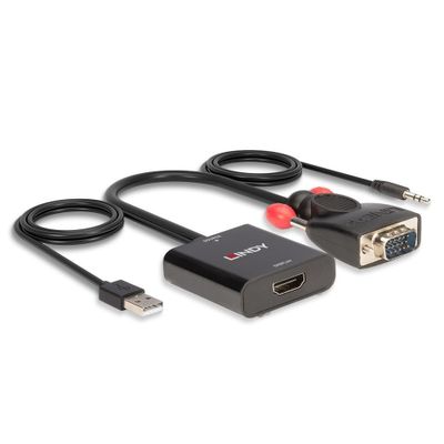 Lindy 38284 Videokabel-Adapter VGA (D-Sub) + 3.5mm HDMI + USB Schwarz_3