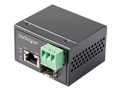 StarTech.com PoE + Industrial Media Converter 30W - Medienkonverter LWL Kupfer - Singlemode-/Multimode Glasfaser auf Kupfer Gigabit Ethernet - Mini/Kompaktgröße - IP-30/ -40&deg;C bis 75&deg;C (IMC1GSFP30W) - Medienkonverter - 10Mb LAN, 100Mb LAN, 1GbE_thumb
