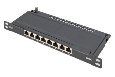 Digitus CAT 6A Slim Patch Panel, shielded, 8-port, 0.5 U, 10", black_thumb
