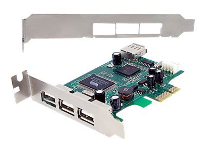 StarTech.com 4 Port USB 2.0 HighSpeed PCI Express Low Profile Schnittstellenkarte - 1 x USB 2.0 intern (Buchse) 3 x USB extern (Buchse) - USB-Adapter - PCIe - 4 Anschlüsse_4