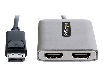 StarTech.com DP to Dual HDMI MST HUB, Dual HDMI 4K 60Hz, DisplayPort Multi Monitor Adapter with 1ft (30cm) Cable, DP 1.4 Multi Stream Transport Hub, DSC | HBR3, DP to 2x HDMI Ports - DP to HDMI Splitter (MST14DP122HD) - adapter - DisplayPort / HDMI_14