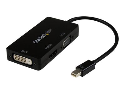 StarTech.com 3 in 1 Mini DisplayPort Adapter - 1080p - Mini DP / Thunderbolt to HDMI / VGA / DVI Splitter for Your Monitor (MDP2VGDVHD) - video converter - black_1