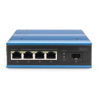 DIGITUS Industrial Ethernet Switch - 5 Ports - 4x Base-Tx (10/100) - 1x Base-Fx (100) SFP - PoE_1