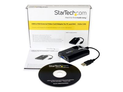 StarTech.com USB to VGA Adapter - 1920x1200 - External Video & Graphics Card - Dual Monitor - Supports Mac & Windows and Mirror & Extend Mode (USB2VGAPRO2) - external video adapter - DisplayLink DL-195 - 16 MB - black_2