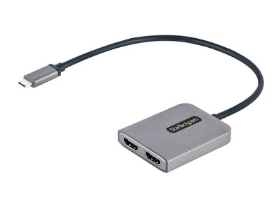 StarTech.com USB-C to Dual HDMI MST HUB, Dual HDMI 4K 60Hz, USB Type C Multi Monitor Adapter for Laptop w/ 1ft (30cm) cable, DP 1.4 Multi-Stream Transport Hub, USB Type C to 2x HDMI Ports - USB-C to HDMI Splitter (MST14CD122HD) - adapter - DisplayPort / H_2
