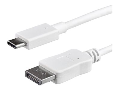 StarTech.com 3ft/1m USB C to DisplayPort 1.2 Cable 4K 60Hz, USB-C to DisplayPort Adapter Cable HBR2, USB Type-C DP Alt Mode to DP Monitor Video Cable, Compatible with Thunderbolt 3, White - USB-C Male to DP Male (CDP2DPMM1MW) - external video adapter - ST_2