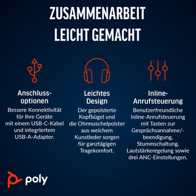 HP Poly Blackwire 8225 USB-C Stereo-Headset, für Microsoft Teams zertifiziert, + USB-C/A-Adapter_2