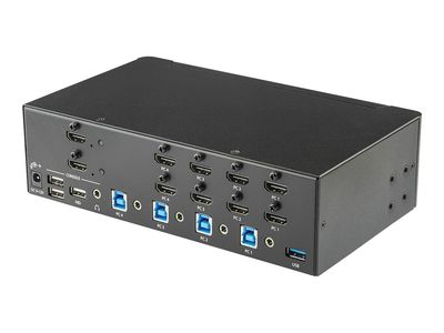 StarTech.com KVM Switch HDMI 4 Port - 4K 30 Hz - KVM Extender für HDMI - KVM HDMI Umschalter - KVM-/Audio-/USB-Switch - 4 Anschlüsse - an Rack montierbar_thumb