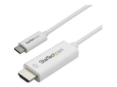 StarTech.com 6ft (2m) USB C to HDMI Cable - 4K 60Hz USB Type C DP Alt Mode to HDMI 2.0 Video Display Adapter Cable - Works w/Thunderbolt 3 (CDP2HD2MWNL) - external video adapter - VL100 - white_thumb