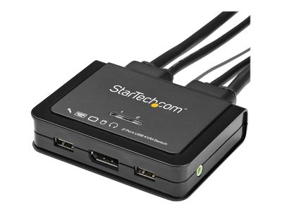 StarTech.com 2 Port DisplayPort KVM Switch - 4K 60Hz - UHD DP 1.2 USB KVM Switch w/ 4ft Cables & Audio - Bus Powered & Remote Switching - KVM / audio switch - 2 ports_2