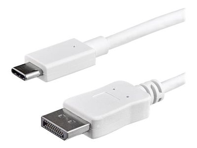 StarTech.com 3ft/1m USB C to DisplayPort 1.2 Cable 4K 60Hz, USB-C to DisplayPort Adapter Cable HBR2, USB Type-C DP Alt Mode to DP Monitor Video Cable, Compatible with Thunderbolt 3, White - USB-C Male to DP Male (CDP2DPMM1MW) - external video adapter - ST_1