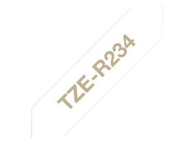 Brother P-Touch TZe-R234 Textile Tape - 12 mm x 4 m - Gold on White_2