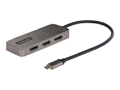 StarTech.com 3-Port USB-C MST Hub, USB Type-C to 3x HDMI Multi-Monitor Adapter for Laptop, Triple HDMI up to 4K 60Hz w/ DP 1.4 Alt Mode and DSC, HDR, 1ft (30cm) Cable, USB Bus-Powered - Multi-Stream Transport Hub (MST14CD123HD) - video/audio splitter - 3_7