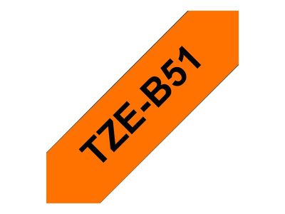 Brother Laminated Tape P-Touch TZe-B51 - 24 mm x 8 m - Black on Orange_thumb