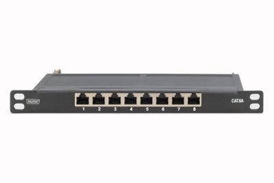 Digitus CAT 6A Slim Patch Panel, shielded, 8-port, 0.5 U, 10", black_3