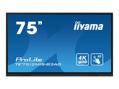 iiyama ProLite TE7512MIS-B3AG 190 cm (75") Klasse (189.3 cm (74.5") sichtbar) LCD-Display mit LED-Hintergrundbeleuchtung - 4K - für Digital Signage / interaktive Kommunikation_1