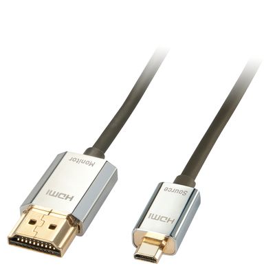 Lindy 41678 HDMI-Kabel 3 m HDMI Typ A (Standard) HDMI Typ D (Mikrofon) Schwarz, Chrom, Gold_thumb
