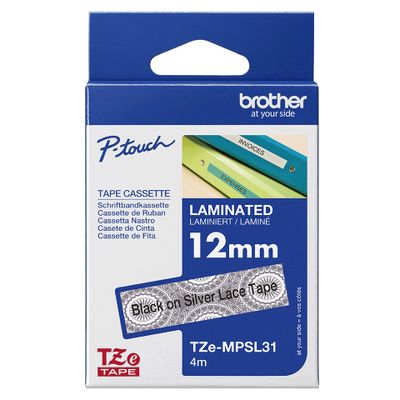 Brother Laminated Tape P-Touch TZe-MPSL31 - 12 mm x 4 m - Black on Silver_3