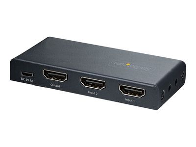StarTech.com 2-Port 8K HDMI Switch, HDMI 2.1 Switcher 4K 120Hz/8K 60Hz UHD, HDR10+, HDMI Switch 2 In 1 Out, Auto/Manual Source Switching, Remote Control and Power Adapter Included - 7.1 Channel Audio/eARC (2PORT-HDMI-SWITCH-8K) - Video/Audio-Schalter - 2_3