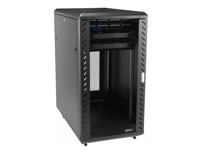 StarTech.com 18HE 19 Zoll Server Rack/Schrank - 4 Pfosten mit Einstellbare Tiefe(15-81cm), abschließbares Knock Down(FlatPack) Netzwerkschrank - Glastür & Rollen - HP ProLiant ThinkServer (RK1836BKF) - Schrank - 18U_2