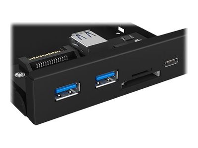 ICY BOX 3 Port Hub für 3,5" Einbauschacht mit Kartenleser und USB 3.0 20 Pin Anschluss IB-HUB1417-i3_5