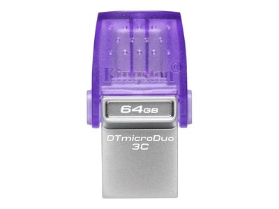 Kingston USB-Stick DataTraveler microDuo 3C - USB 3.2 Gen 1 (3.1 Gen 1) - 64 GB - Violett/Edelstahl_thumb