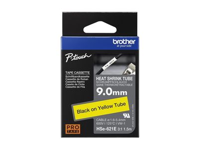 Brother Schrumpfschlauch P-Touch HSe-621E - 0.9 cm x 1.5 m - Schwarz auf Gelb_thumb