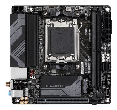 GIGABYTE B650I AX Motherboard - AMD Ryzen 9000 Series CPUs, 5+2+1 Phases VRM, up to 6400MHz DDR5 (OC), 1xPCIe 4.0 M.2, 2.5GbE LAN, WIFI 6E, USB 3.2 Gen 2_2