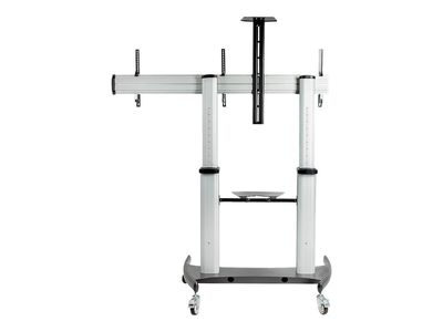 StarTech.com Dual TV Cart for 37-60in VESA TVs up to 110lb (50kg) each, Height Adjustable TV Mount, Mobile Display Cart w/ Webcam & Equipment Shelves, Lockable Casters, TV Cart on Wheels - Rolling TV Stand (STNDMTVDUO) cart - for 2 monitors / curved monit_14