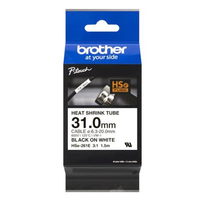 Brother Schrumpfschlauch Pro Tape HSe-261E - 31 mm x 1.5 m - Schwarz auf Weiß_thumb