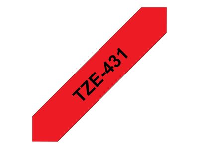 Brother laminated tape TZe-431 - Black on red_1