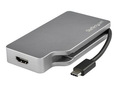 StarTech.com USB C Multiport Video Adapter with HDMI, VGA, Mini DisplayPort or DVI, USB Type C Monitor Adapter to HDMI 2.0 or mDP 1.2 (4K 60Hz), VGA or DVI (1080p), Space Gray Aluminum - 4-in-1 USB-C Converter (CDPVDHDMDP2G) - video interface converter_2