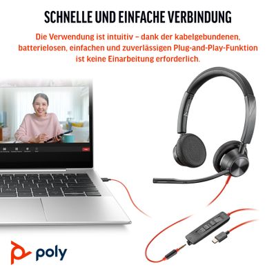 HP Poly Blackwire 3325 USB-C Stereo-Headset + 3.5-mm-Stecker + USB-C/A-Adapter_6