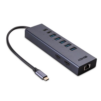Lindy 43373 laptop-dockingstation & portreplikator Kabelgebunden USB 3.2 Gen 2 (3.1 Gen 2) Type-C Grau_thumb