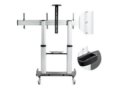 StarTech.com Dual TV Cart for 37-60in VESA TVs up to 110lb (50kg) each, Height Adjustable TV Mount, Mobile Display Cart w/ Webcam & Equipment Shelves, Lockable Casters, TV Cart on Wheels - Rolling TV Stand (STNDMTVDUO) cart - for 2 monitors / curved monit_7