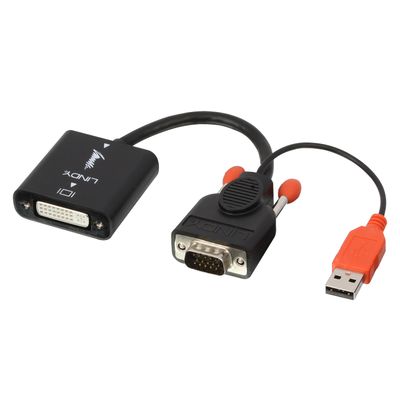 Lindy 38184 Videokabel-Adapter 0,2 m DVI-D VGA (D-Sub) + USB Schwarz, Orange_2