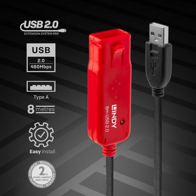 Lindy 42780 USB Kabel USB 2.0 8 m USB A Schwarz_3
