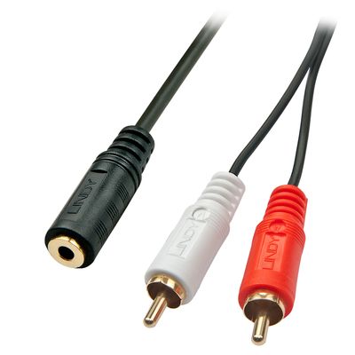 Lindy 35677 Audio-Kabel 0,25 m 2 x RCA 3.5mm Schwarz, Rot, Weiß_thumb