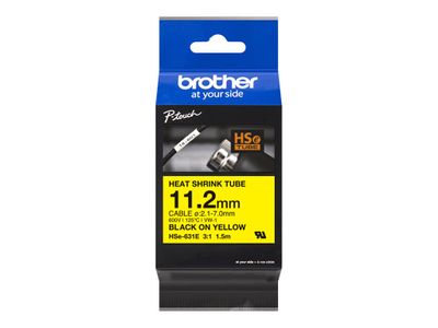 Brother Heat Shrink Tubing HSe-631E - 11.2 mm x 1.5 m - Black on Yellow_thumb