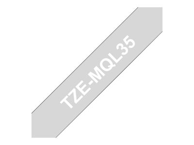 Brother laminiertes Schriftband P-Touch TZe-MQL35 - 12 mm x 5 m - Weiß auf mattem Hellgrau_1