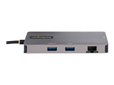 StarTech.com USB C Multiport Adapter, Dual HDMI Video, 4K 60Hz, 2-Port 5Gbps USB-A Hub, 100W Power Delivery Charging, GbE, SD/MicroSD, USB Type-C Mini Travel Dock, 12"/30cm Cable - USB C Laptop Docking Station - docking station - USB-C / Thunderbolt 3 / T_4