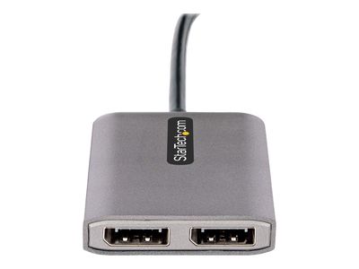 StarTech.com 2-Port USB-C MST Hub, USB Type-C to 2x DisplayPort Multi-Monitor Adapter for Laptop, Dual-DP up to 4K 60Hz w/ DP 1.4 Alt Mode & DSC, HDR, 1ft (30cm) Cable, USB Bus-Powered - Multi-Stream Transport Hub (MST14CD122DP) - video/audio splitter - 2_6