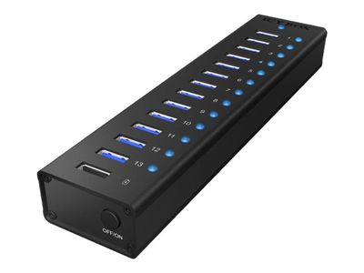 ICY BOX 13 Port Hub IB-AC6113 - with USB Type-A port and 1x charging port_2
