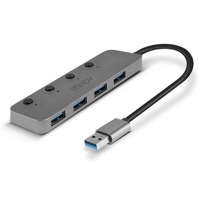 Lindy 43309 Schnittstellen-Hub USB 3.2 Gen 1 (3.1 Gen 1) Type-A 5 Mbit/s Grau_4