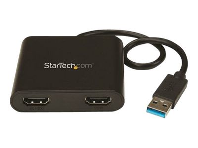 StarTech.com USB 3.0 to Dual HDMI Adapter, 1x 4K 30Hz & 1x 1080p, External Video & Graphics Card, USB Type-A to HDMI Dual Monitor Display Adapter Dongle, Supports Windows Only, Black - USB to Dual HDMI Adapter (USB32HD2) - adapter cable - HDMI / USB - TAA_2