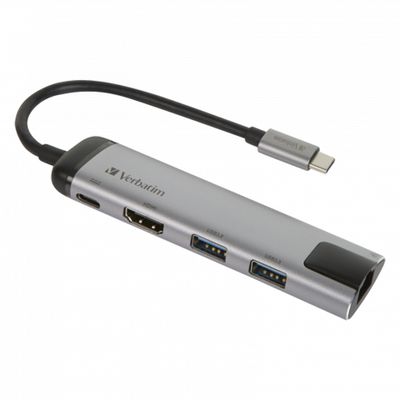 USB Hub Verbatim USB-C 3.1 5-Port portable Grey_thumb