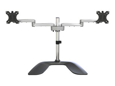 StarTech.com Dual Monitor Stand, Ergonomic Desktop Monitor Stand for up to 32" VESA Displays, Free-Standing Articulating Universal Computer Monitor Mount, Adjustable Height, Silver - Easy & Quick Assembly stand - for 2 monitors - black, silver_2